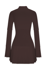Adena Pointelle Knit Mini Dress - Chocolate