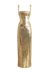 Adoria Sequin Cut Out Maxi Dress - Gold
