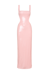 Adoria Sequin Cut Out Maxi Dress - Pale Pink