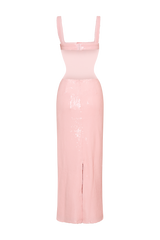 Adoria Sequin Cut Out Maxi Dress - Pale Pink