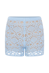 Aeline Crochet Knit Shorts - Sky Blue
