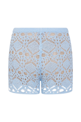 Aeline Crochet Knit Shorts - Sky Blue