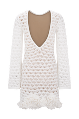 Aileen Ruffle Crochet Mini Dress - Ivory