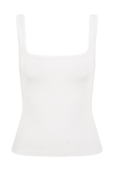 Aisling Ribbed Square Neck Sleeveless Top - Ivory