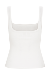 Aisling Ribbed Square Neck Sleeveless Top - Ivory