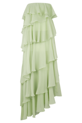 Alexa Ruffle Chiffon Maxi Dress - Pastel Lime