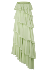 Alexa Ruffle Chiffon Maxi Dress - Pastel Lime