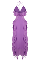 Aleyna Chiffon Ruffle Midi Dress - Purple