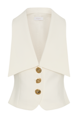 Alix Mixed Button Vest - Ivory