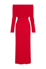 Alonza Long Sleeve Knit Midi Dress - Red
