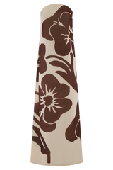 Amaya Strapless Chiffon Maxi Dress - Brown Deco Fleur Print