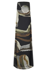 Amaya Strapless Chiffon Maxi Dress - Green Fluid Reverie Print