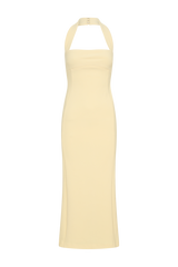 Amelita Suiting Halter Midi Dress - Pale Lemon