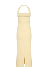 Amelita Suiting Halter Midi Dress - Pale Lemon