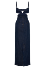 Amila Denim Cupped Maxi Dress - Indigo Blue