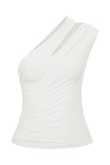 Anna One Shoulder Modal Top - White
