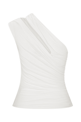Anna One Shoulder Modal Top - White