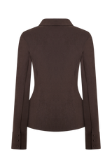 Annalee Cotton Beaded Tie Shirt - Dark Espresso