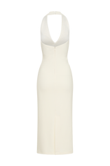 Annita Crepe Halter Midi Dress - Ivory