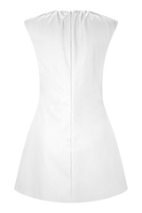 Ariana Pleated Neck Mini Dress - Ivory