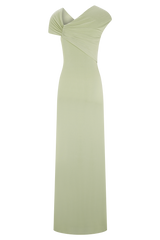 Ashford Asymmetrical Slinky Maxi Dress - Sage