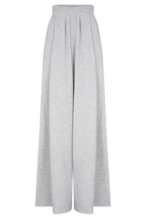 Aspen Gathered Wide Leg Jogger - Light Grey Marle