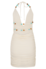 Astraeus Beaded Cowl Mini Dress - Ivory
