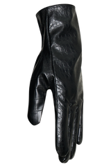 Atlas Faux Leather Crocodile Gloves - Black