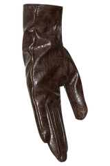 Atlas Faux Leather Crocodile Gloves - Chocolate