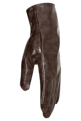 Atlas Faux Leather Crocodile Gloves - Chocolate