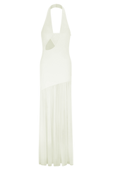 Aubree Crepe And Mesh Maxi Dress - Ivory