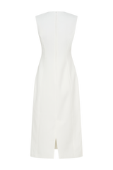 Audrine Suiting Sleeveless Midi Dress - Ivory
