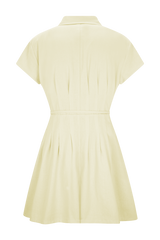 Aysha Buttoned Linen Mini Dress - Lemon