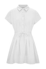 Aysha Buttoned Linen Mini Dress - White