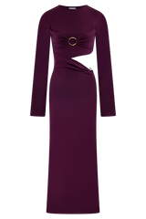 Azariah Long Sleeve Knit Midi Dress - Plum