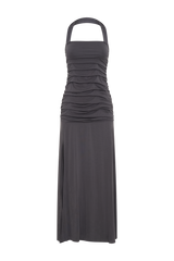 Bentley Peached Jersey Halter Maxi Dress - Charcoal