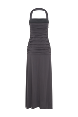 Bentley Peached Jersey Halter Maxi Dress - Charcoal