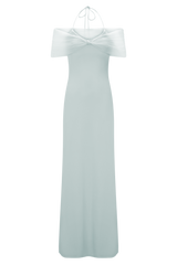 Bernadina Mesh And Slinky Halter Maxi Dress - Pale Blue