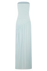 Bex Strapless Slinky Maxi Dress With Split - Pale Blue