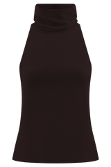 Birdie High Neck Sleeveless Top - Chocolate