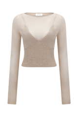 Brionee Silk Blend Knit Top - Sand