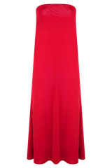 Bruna Slinky Fishtail Maxi Skirt - Red