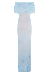 Brynn Orchid Knit Maxi Dress - Baby Blue