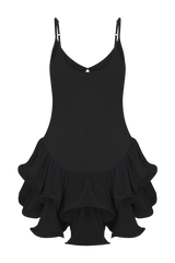 Calantha Ruffle Mesh Mini Dress - Black