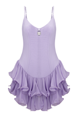 Calantha Ruffle Mesh Mini Dress - Lilac