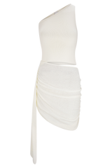 Cali Drape Skirt Knit Mini Dress - Ivory