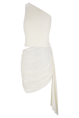 Cali Drape Skirt Knit Mini Dress - Ivory