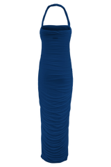 Camila Ruched Halter Midi Dress - Cobalt