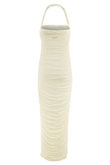 Camila Ruched Halter Midi Dress - Ivory