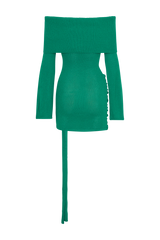 Camryn Off Shoulder Tie Knit Mini Dress - Green